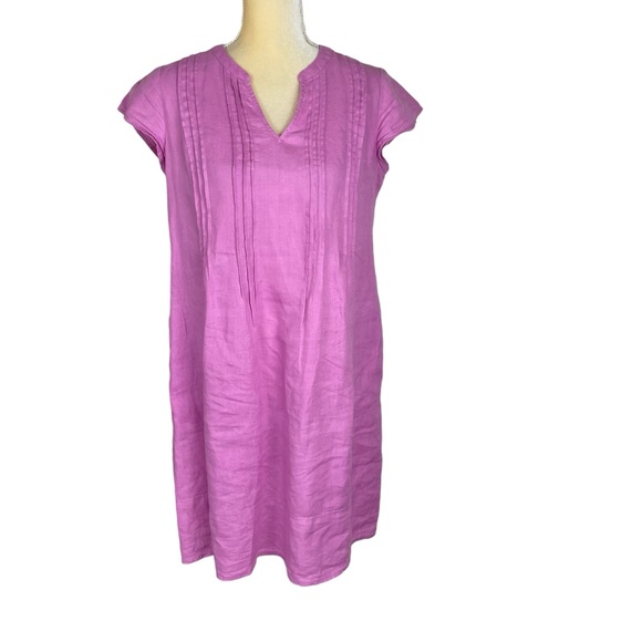 J. Jill Love Linen Pintucked Linen Shift  Dress Lavender Camilla Pink Size XS - Picture 5 of 15